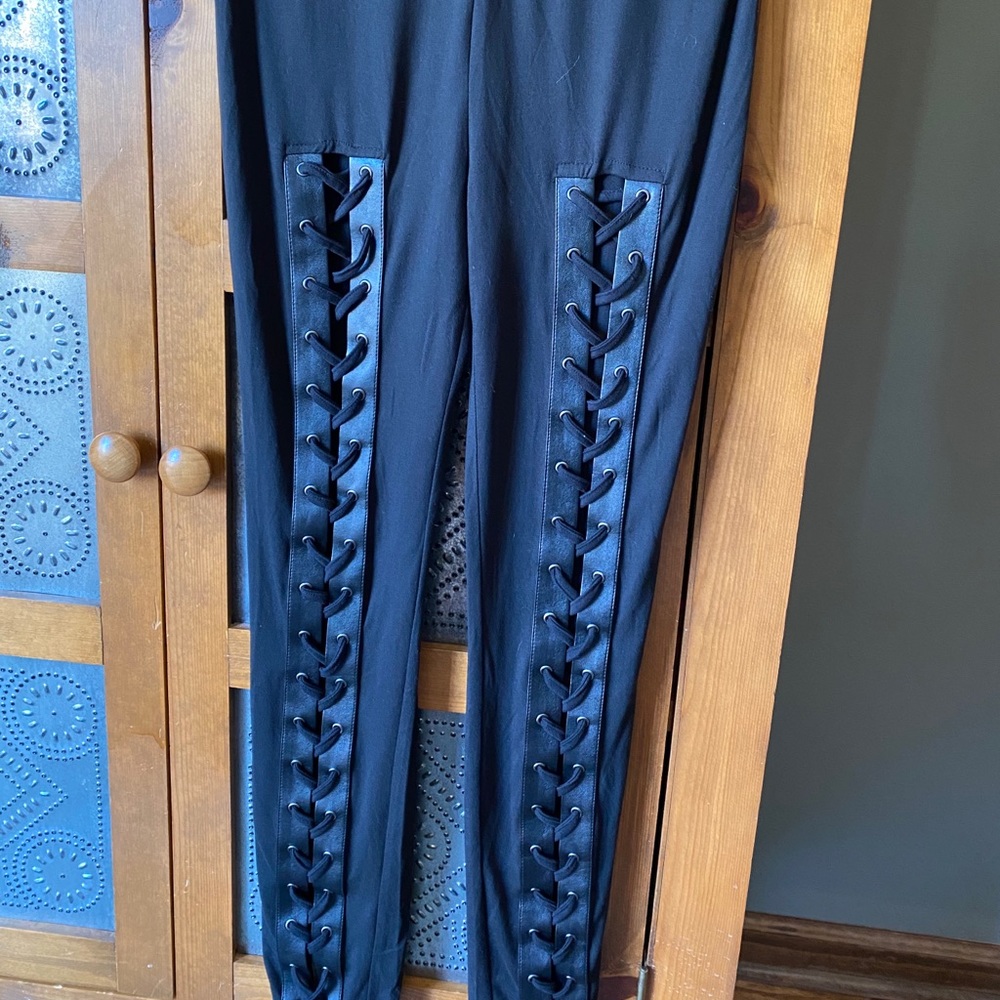 Lace Up Black Leggings